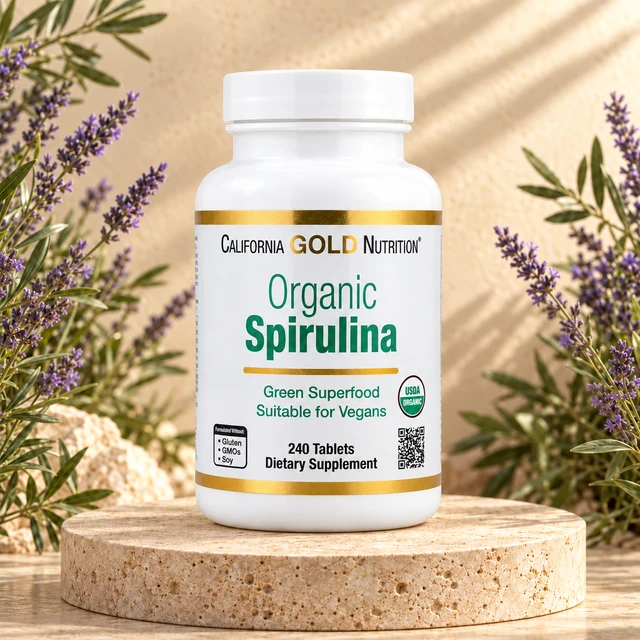 California Gold Nutrition — سبيرولينا عضوية · 240 قرص — الواجهة
