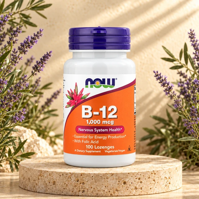 NOW Foods — فيتامين B12 بتركيز 1000 ميكروغرام · 100 قرص مص — الواجهة