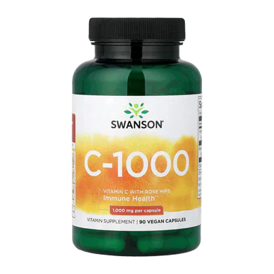 Swanson — فيتامين C بتركيز 1000 ملغ · 90 كبسولة نباتية
